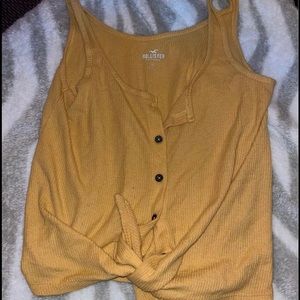 Hollister yellow tank top tie up shirt.